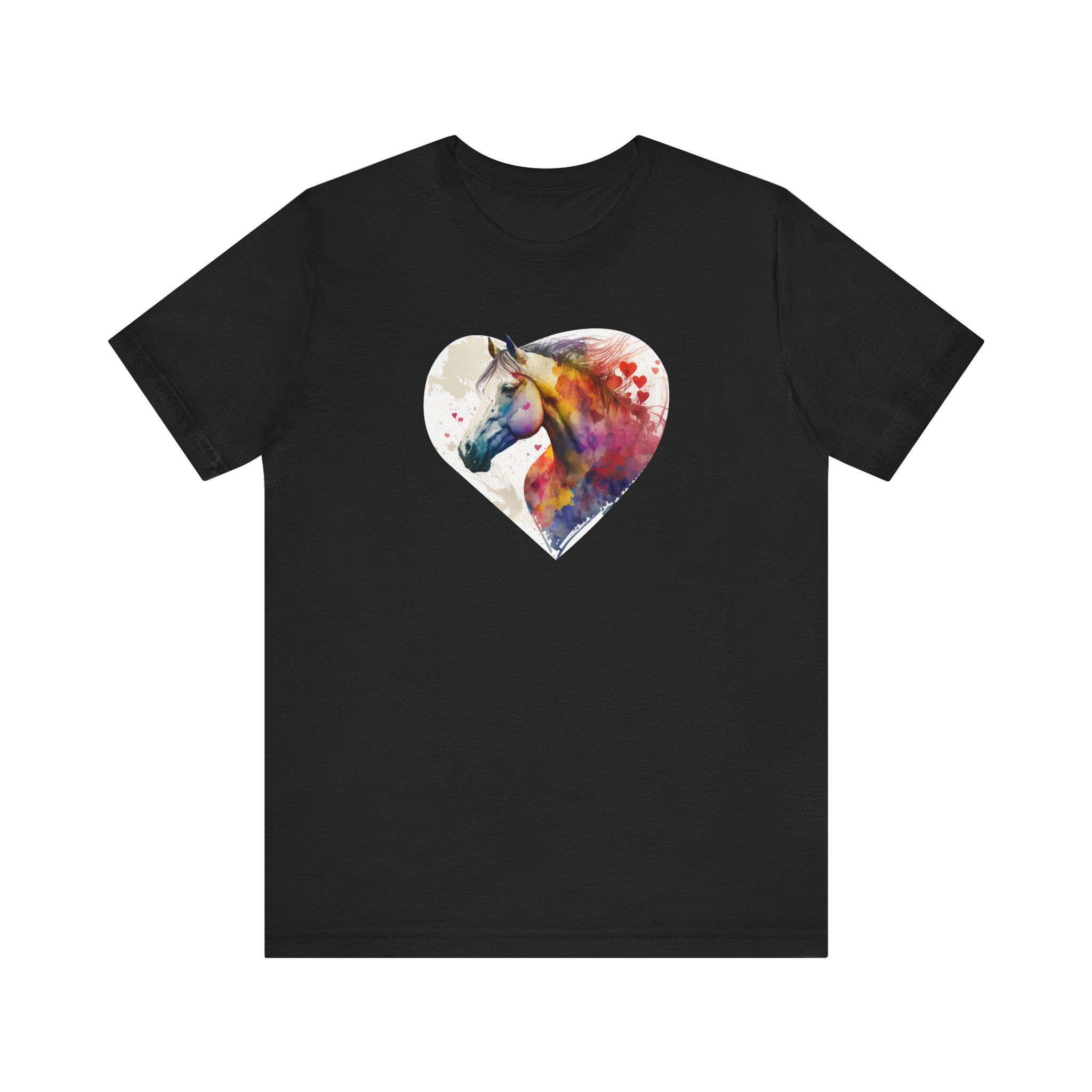 Watercolor Horse Heart Love Shirt front view – horse lover shirt.