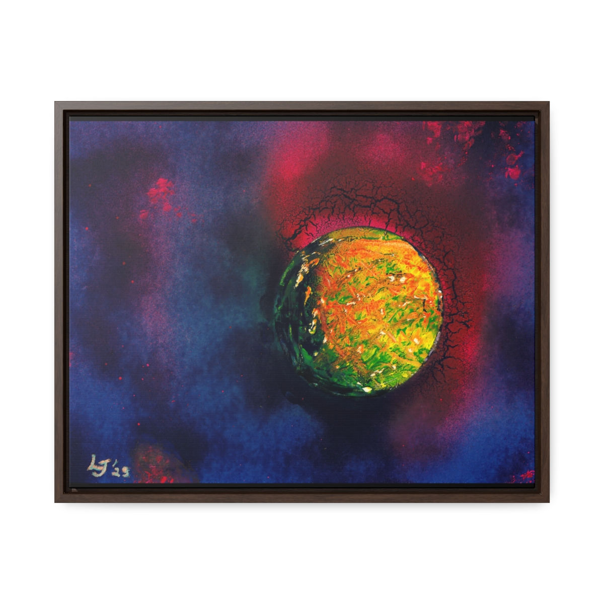 Orange, yellow, Green Planet Filmstock Canvas Wraps, Horizontal Frame
