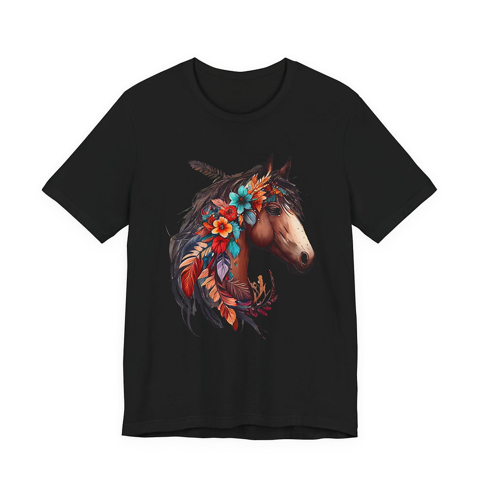 Desert Ember Floral Horse Shirt front view – horse art T-shirt.