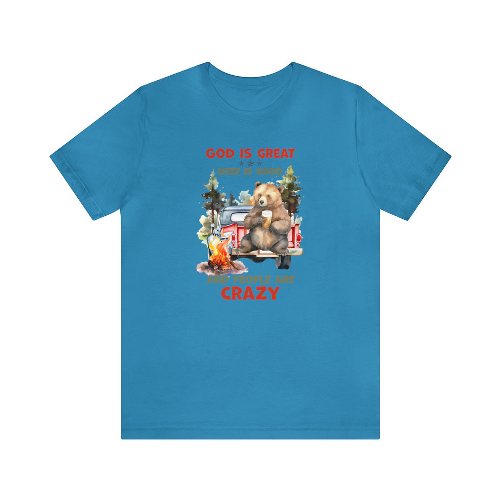 Thumbnail: Rustic beer humor t-shirt on blue tee.