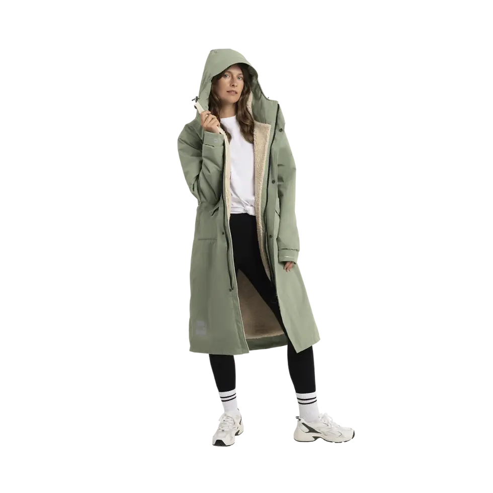 Miniatiūra: RED MOTERIŠKA VANDENIUI ATSPARI PARKA STRIUKĖ, PALTAS (Šalavijo žalia) SLIM