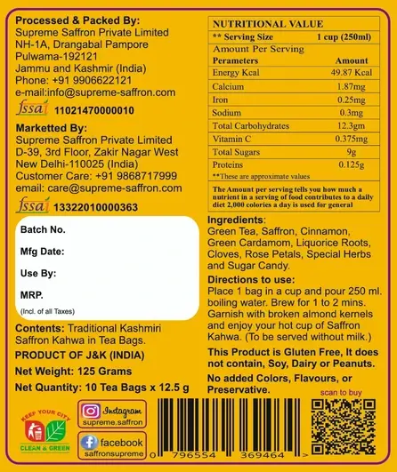 kashmir kahwa tea