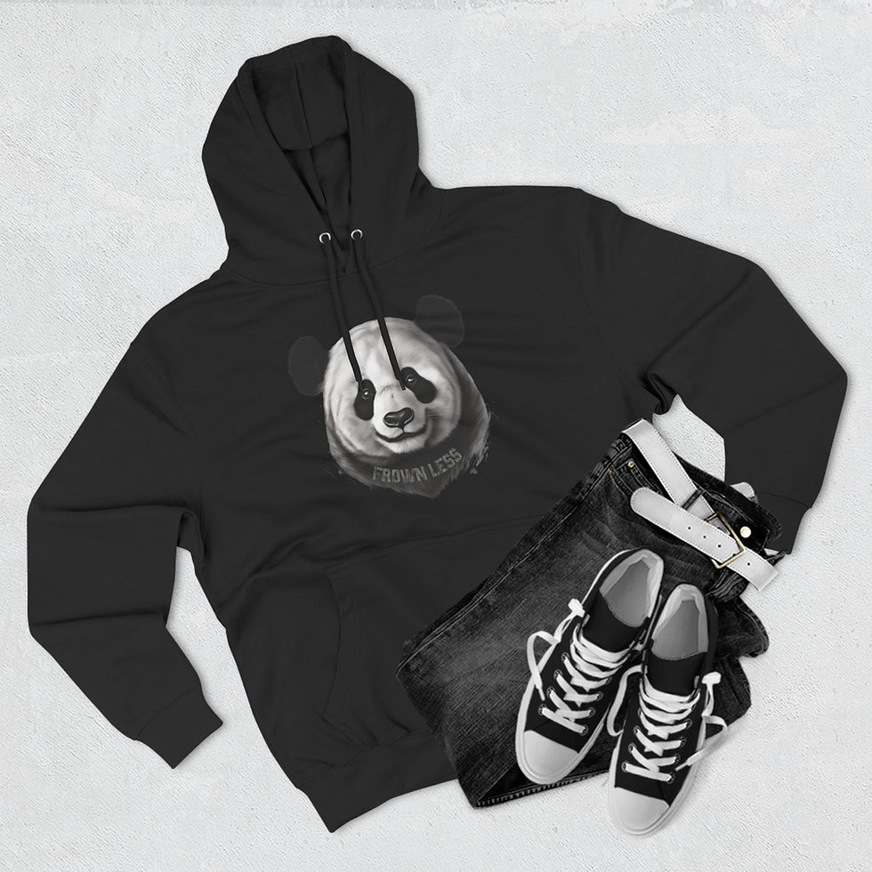Thumbnail: Frown Less Panda Three-Panel Fleece Hoodie