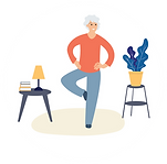 person in red shirt balancing on one foot