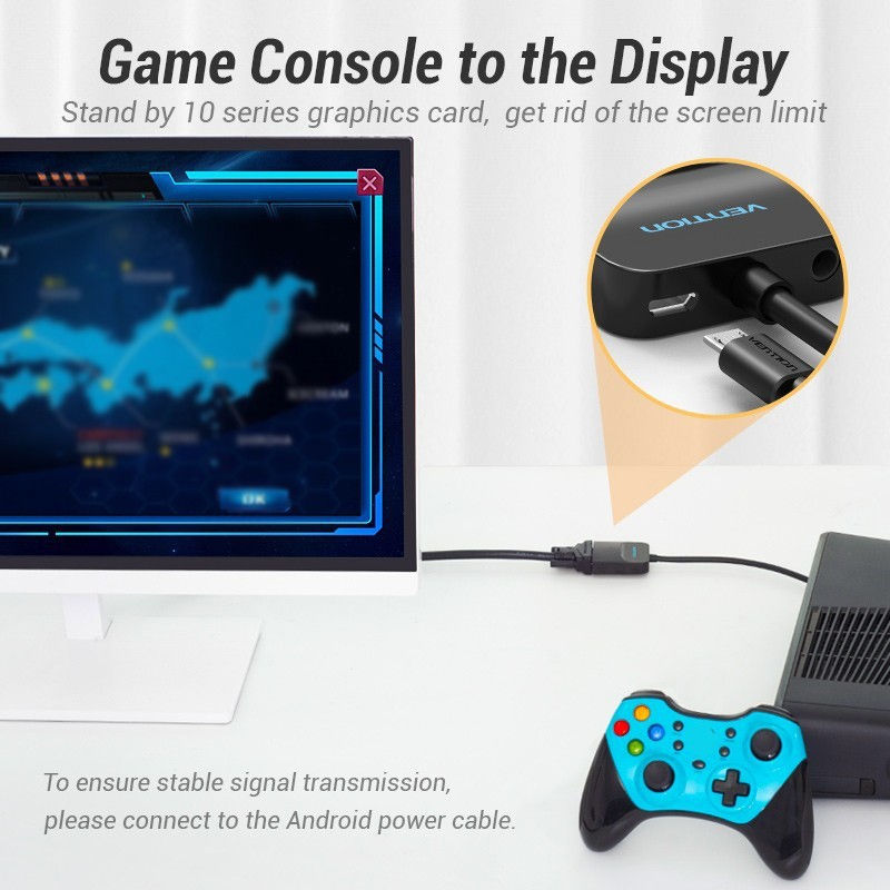 Thumbnail: VENTION Converter HDMI to VGA Adapter HD 1080P Power Port Charging Audio AUX