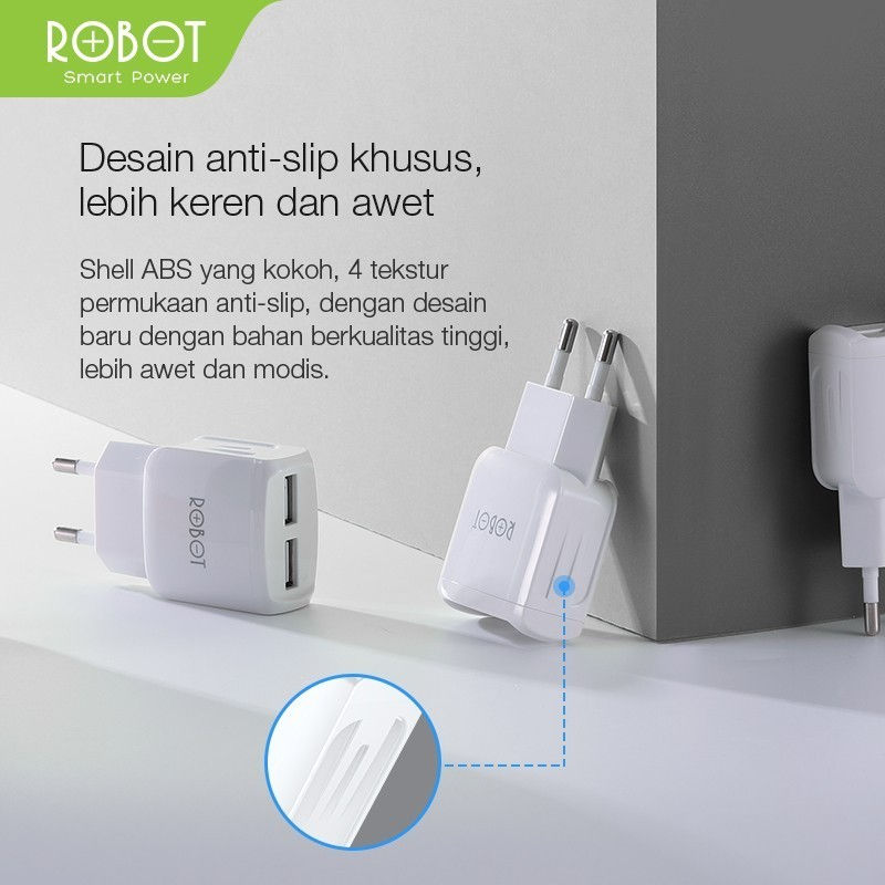 Thumbnail: ROBOT RT-K6S Charger Adapter Dual Port Output USB-A 2.4A Fast Charging