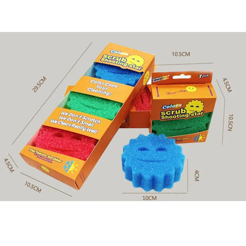 Thumbnail: 3PCS Dishwashing Sponge Strong Scouring Pad Household Magic Cleaning Sponges