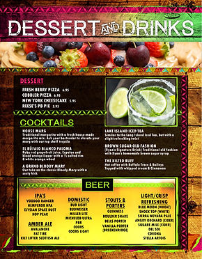 White Buffalo Dessert & Bar Menu