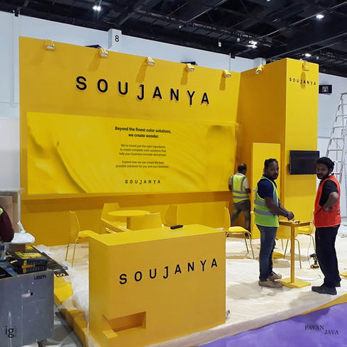 industrial colorant exhibition banner – Soujanya sub-brand event display design – Pavan Java Studio
