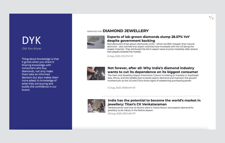 Diamond jewellery DYK industry insight content slide — brand communication design Mumbai | Pavan Java Studio