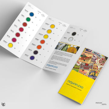 Soujanya Industrial Colorants tri-fold shade card with full colour swatch palette – Pavan Java Studio Mumbai