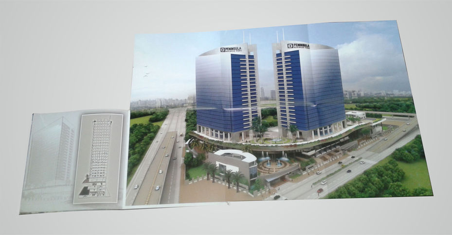 Peninsula Business Park brochure gatefold open view of the commercial development – Peninsula Realty, Pavan Java Studio Mumbai