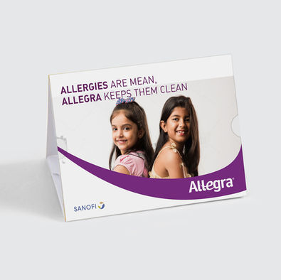 Sanofi Allegra direct mailer design for HCP outreach linking pollution to allergic rhinitis – Pavan Java Studio Mumbai