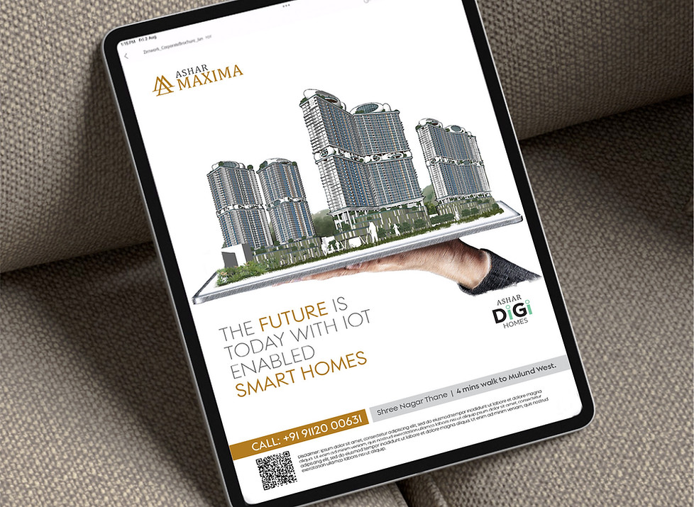 Ashar Maxima digital marketing creative – social media and email campaign visual for IoT smart home Mumbai real estate by Pavan Java Studio