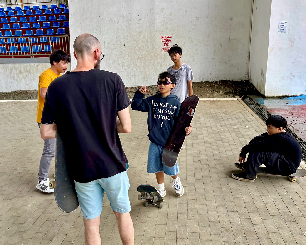 Children skateboarding in Tagaytay, Philippines with SkateMin Asia