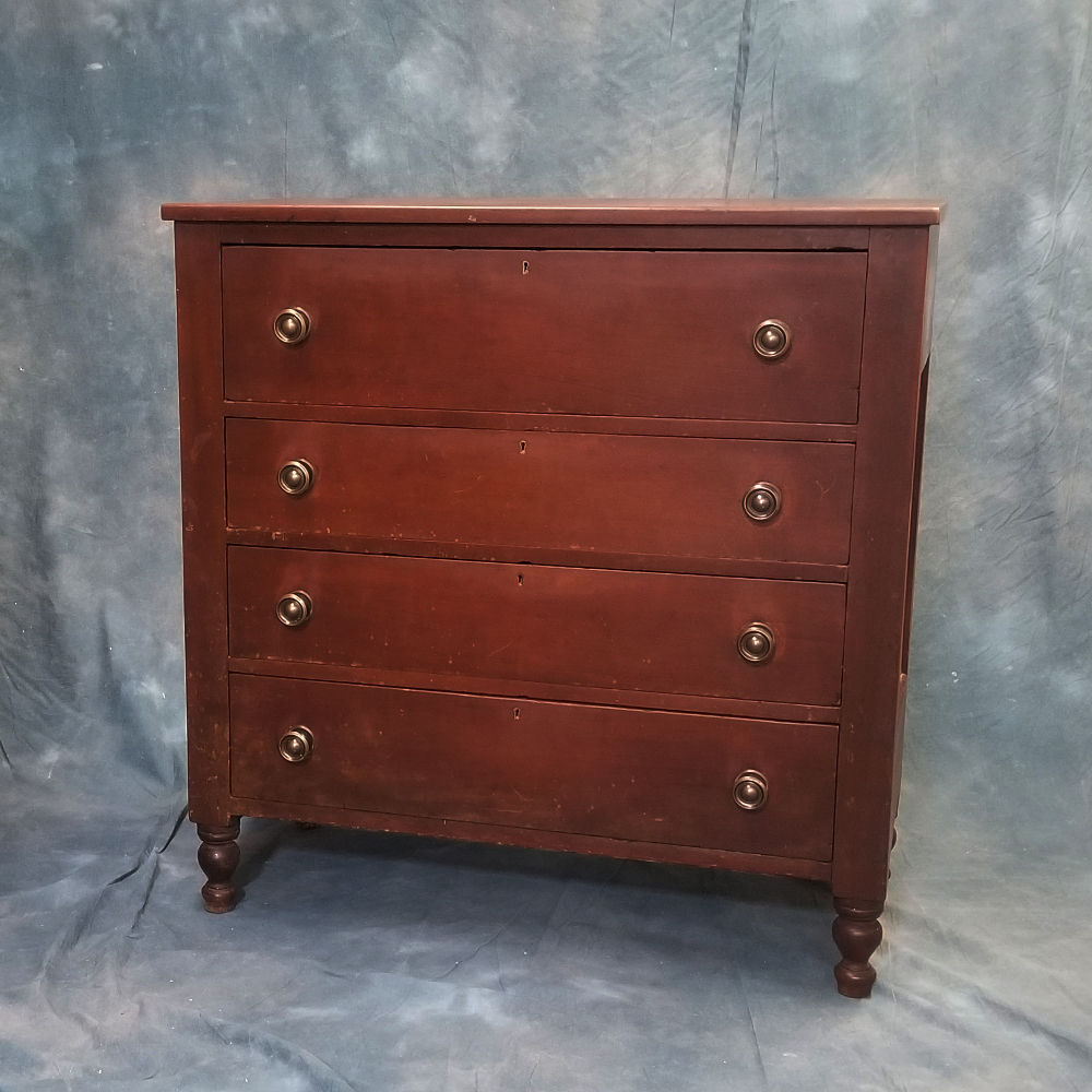 SOLD Antique 4 Drawer Sheraton Cherry Chest of Drawers (2596)