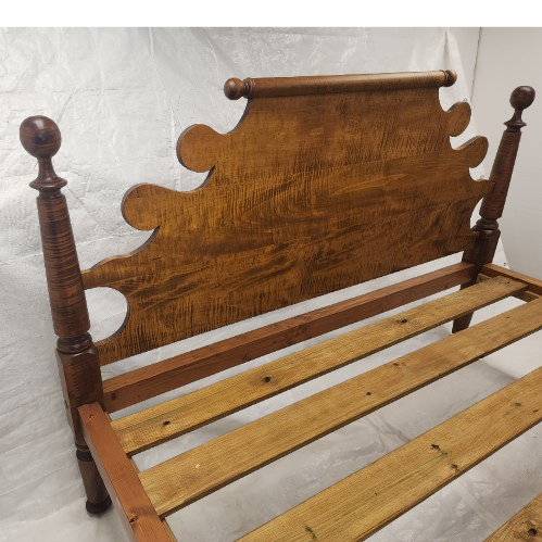 Thumbnail: SOLDNeat Pieces Curly Maple  Custom King Size Bed (4072)