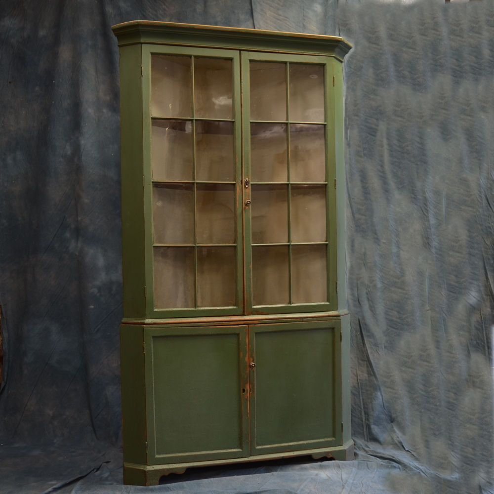 SOLD  Antique 18th Century Two Piece Corner Cupboard (1919)