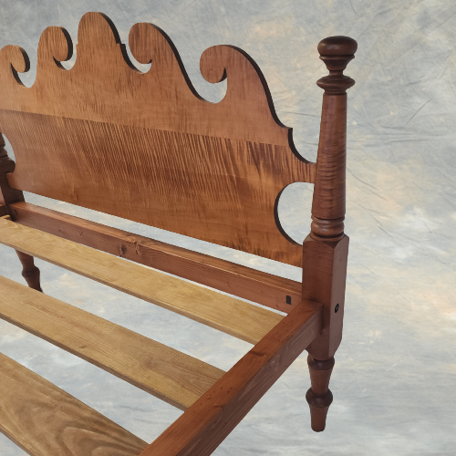 Thumbnail: SOLD Neat Pieces Antique / New Bed   Queen Size Curly Maple  - (4044)