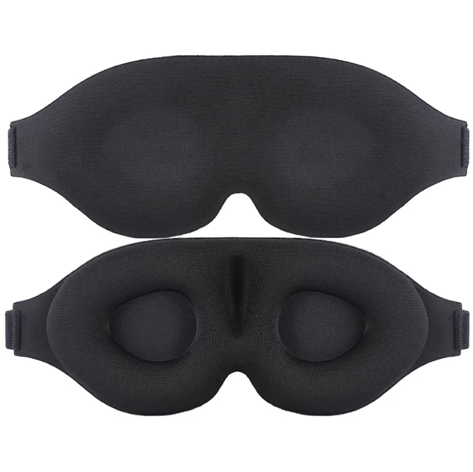 Thumbnail: Front and interior views of the black contoured sleep mask