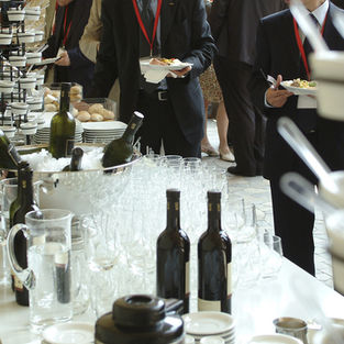 table setting with food and drinks