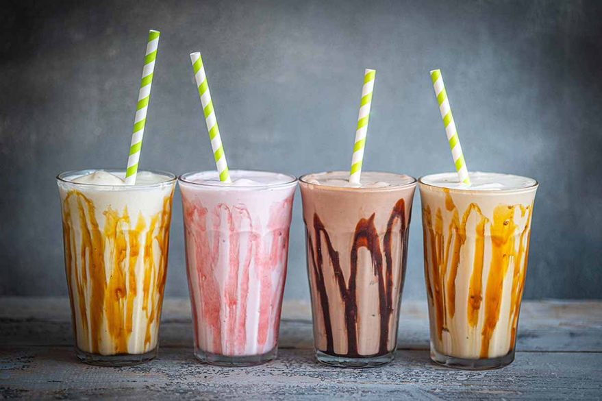 Milkshakes with chocolate, strawberry, salted caramel and vanilla options from Avonfield Kitchen Cafe in Trowbridge
