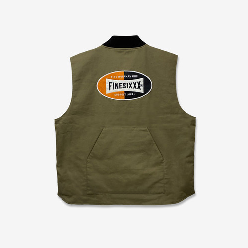 トップス FINESIXXX OVAL LOGO DUCK 2WAY WORK VEST OVAL LOGO DUCK & QUILTING 2WAY WORK VEST - OLIVE DRAB