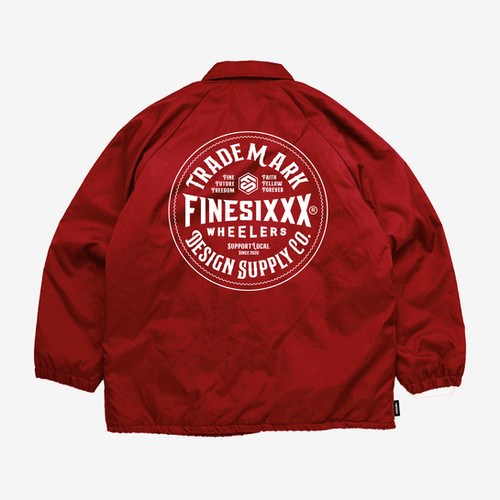 TRADE MARK EMBROIDERY ZIP COACH JACKET - VINTAGE RED | FINESIXXX