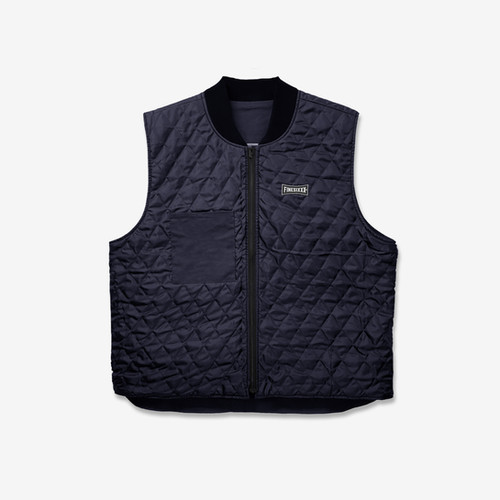 OVAL LOGO DUCK & QUILTING 2WAY WORK VEST - NAVY | FINESIXXX