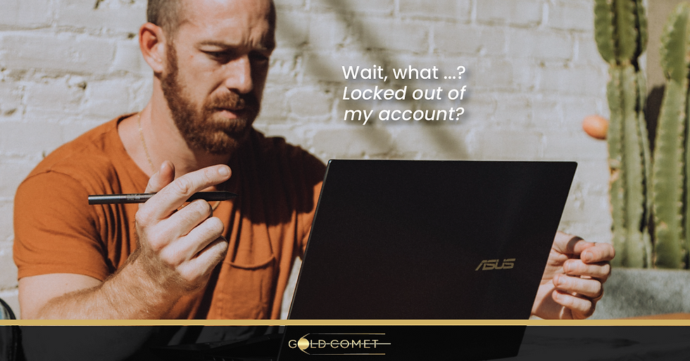 Data Security - distressed man trying to log in on laptop