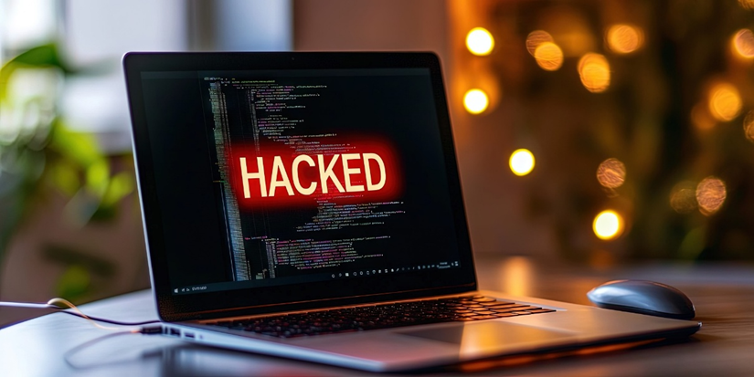 data breach prevention - hacked message on laptop