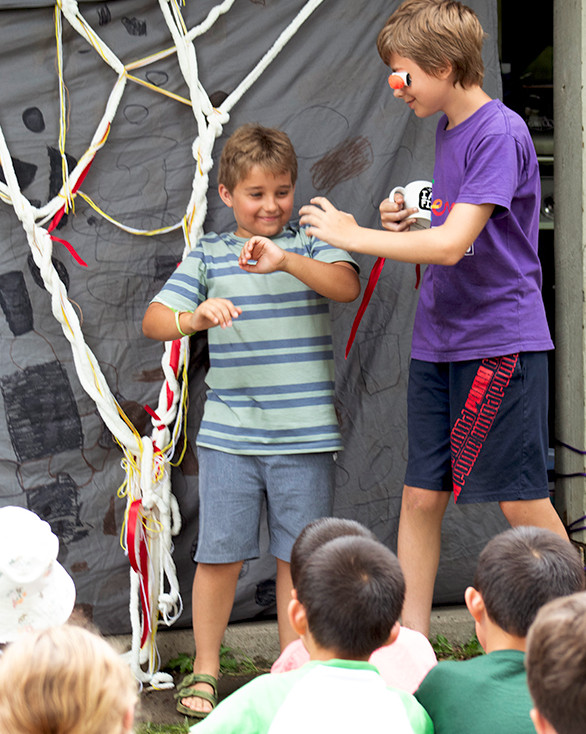 Campers having fun learning about theater