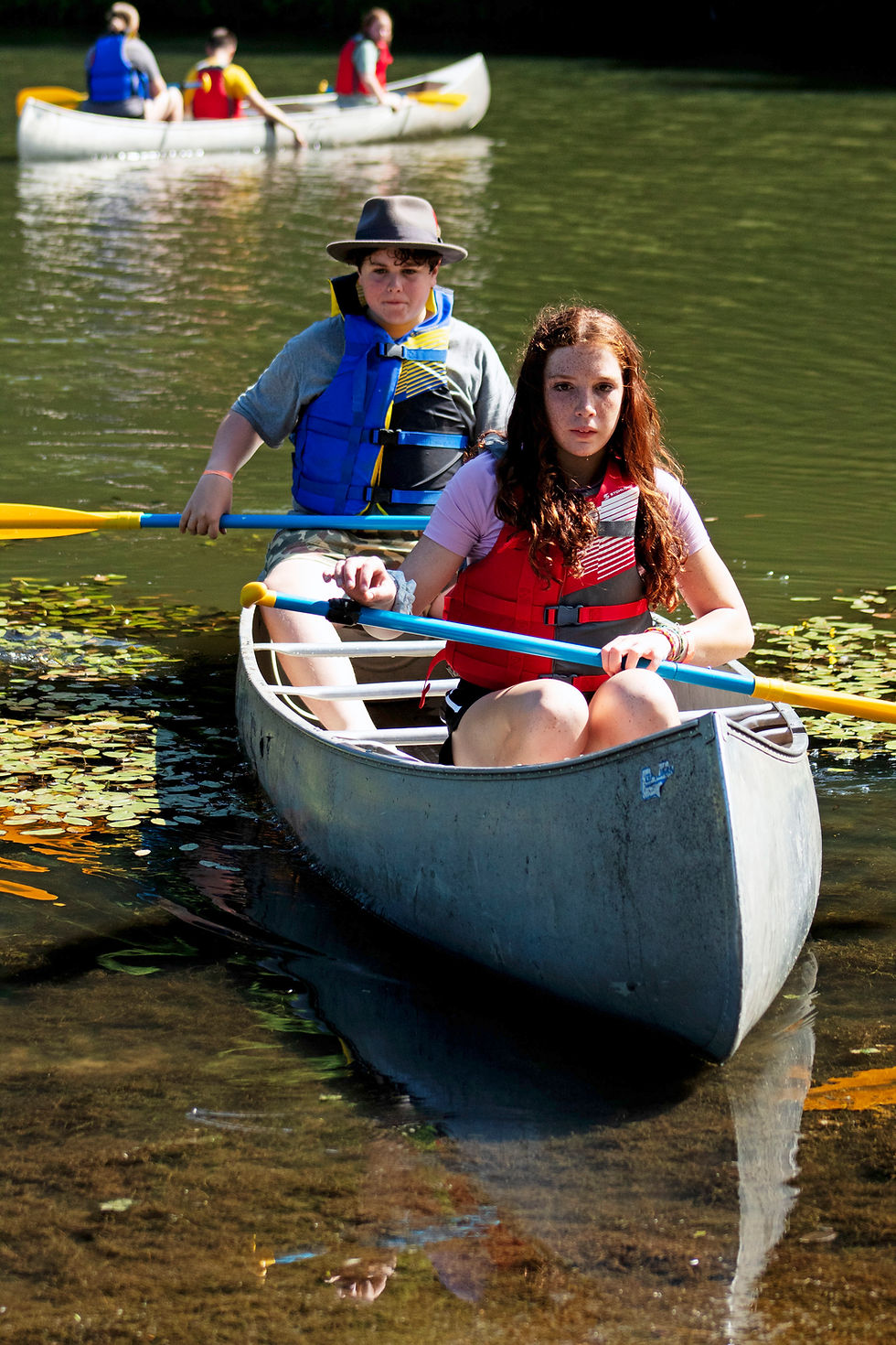 Campers Canoeing at Hidden Valley 4-H Camp