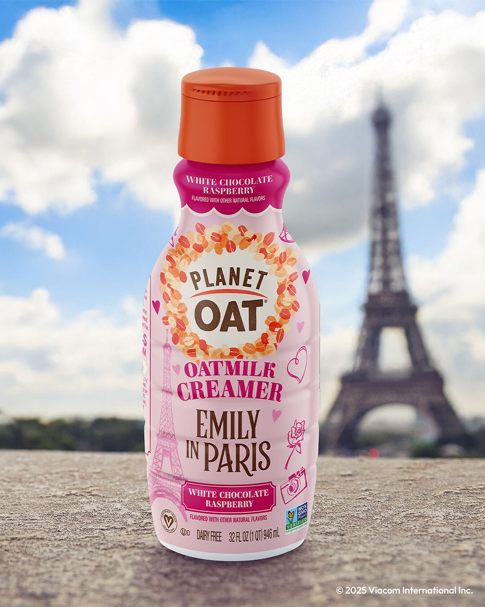 Planet Oat partners with Emily in Paris to launch white chocolate and raspberry creamer