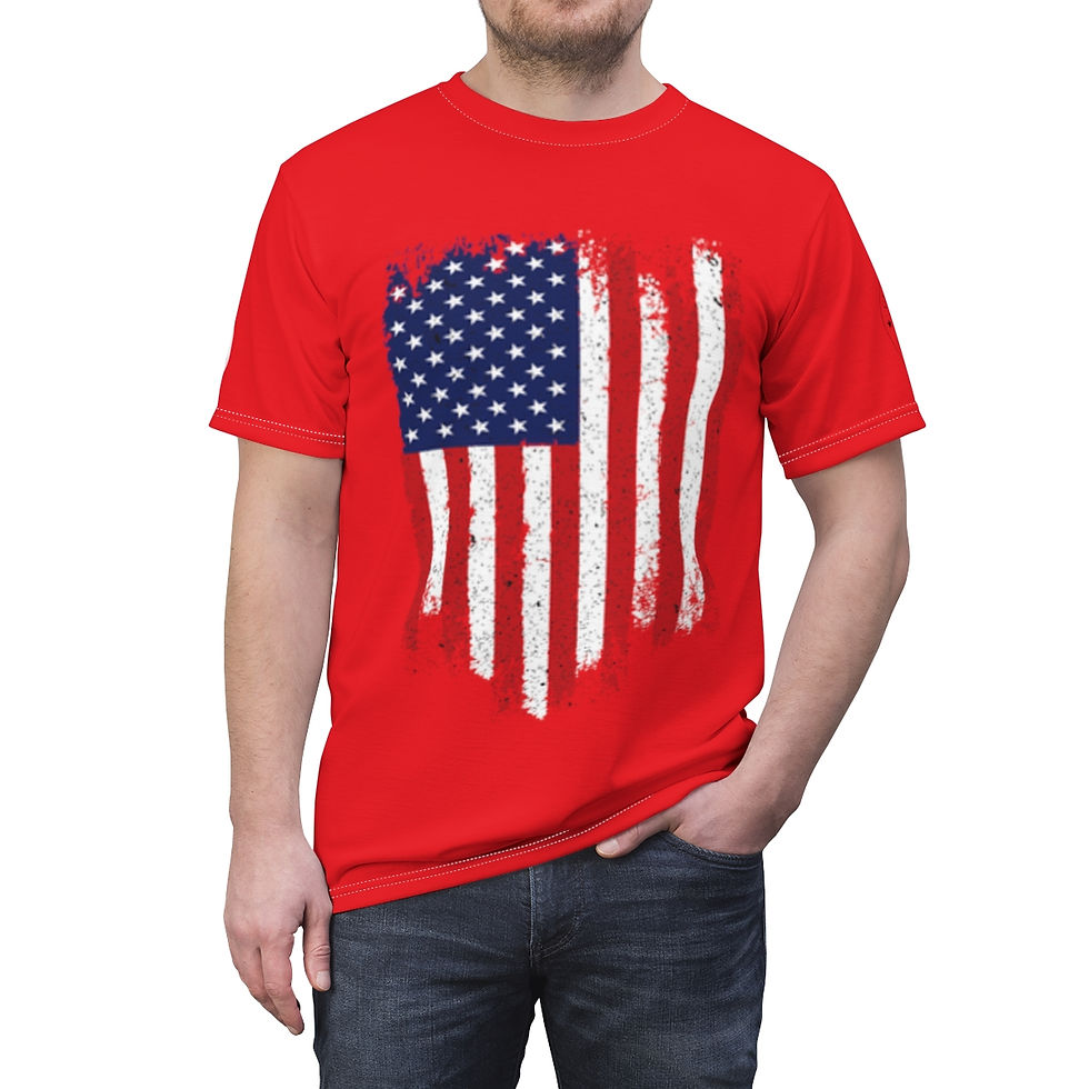 American Flag with GOP Logo. Gen-X Apparel graphic on Unisex Cut & Sew Tee (AOP)