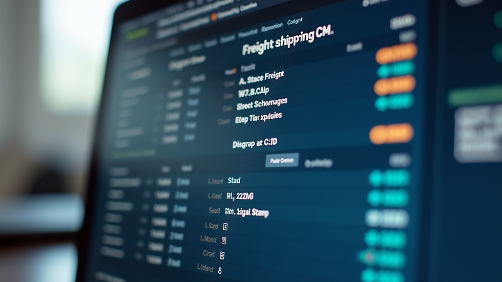 Close-up view of a computer screen showing freight shipping quote details