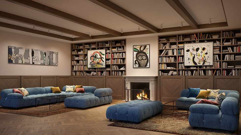 Living area with monopoint ceiling light fixture from Lucifer Lighting Company