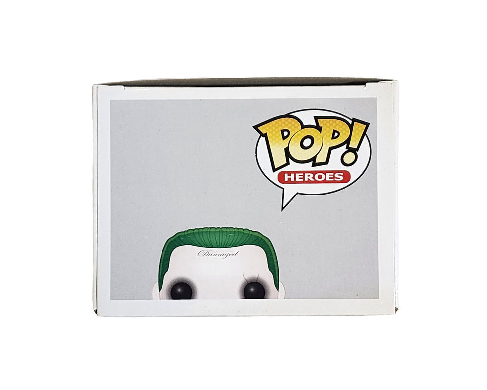 Thumbnail: Box backing with Joker design and POP! HEROES logo on a gray background