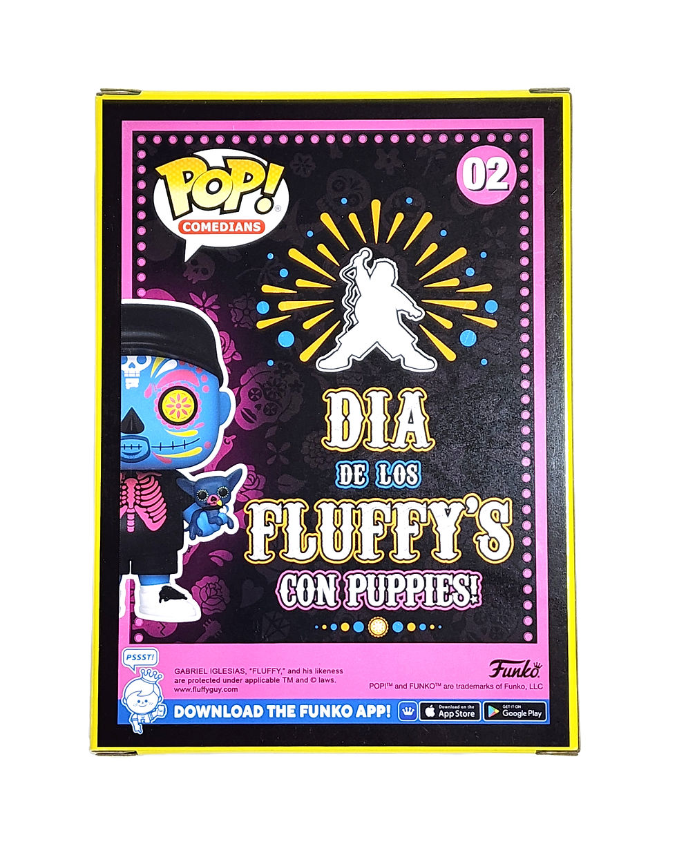 Thumbnail: Pop! Dia de los Fluffy's con Puppies! Funko box with black background art.