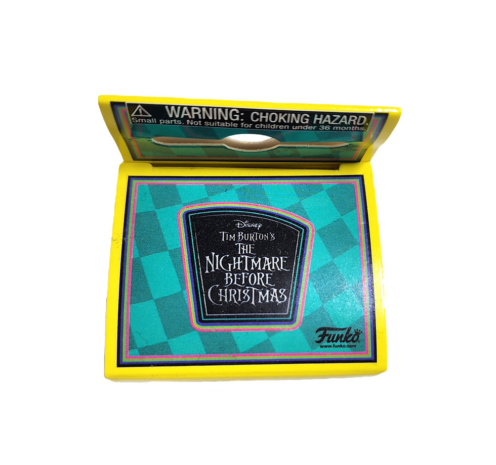 Thumbnail: Nightmare Before Christmas Funko box with warning label and turquoise background.