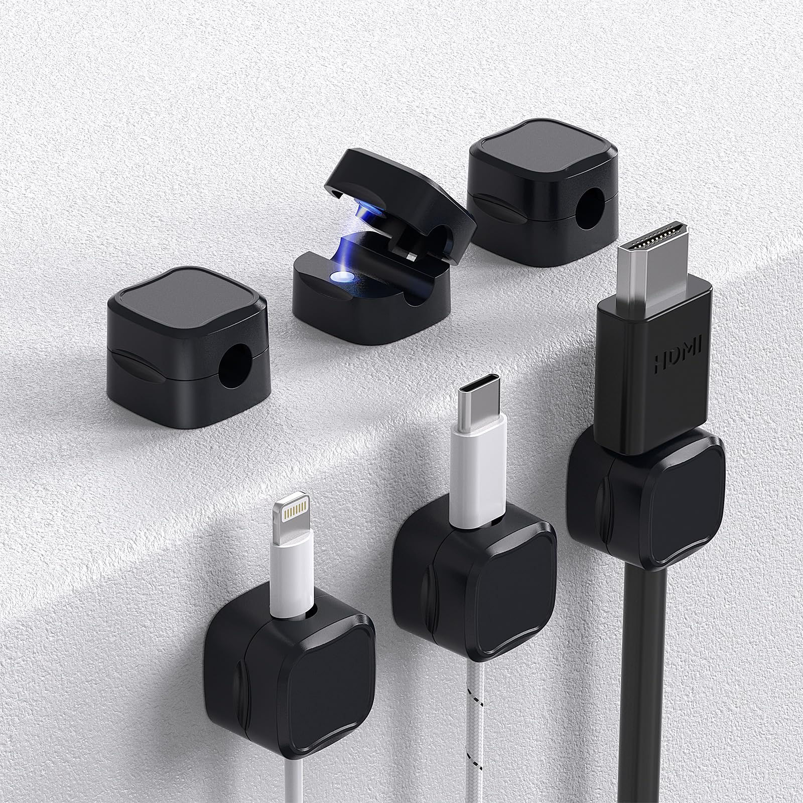 6 Pack Magnetic Cable Clips Cord Holder Under Desk Cable Management AORUICN Adhe