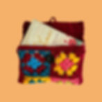 Red Book Pocket Front view with book sticking out over orange background