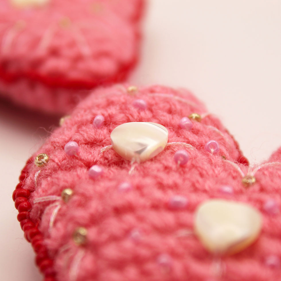 Thumbnail: Embroidered and Beaded Heart Close Up View of Shell Beads