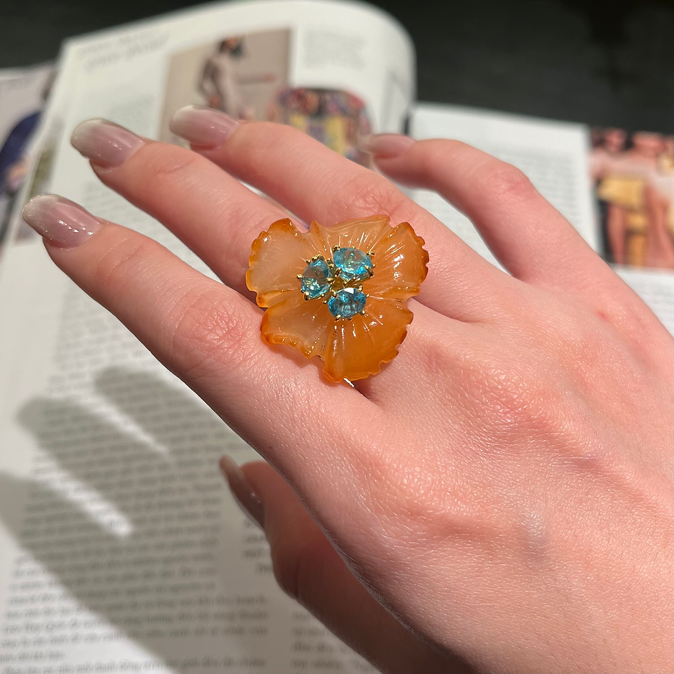 Thumbnail: PETALE’A PASSION agate & apatite 10K gold ring