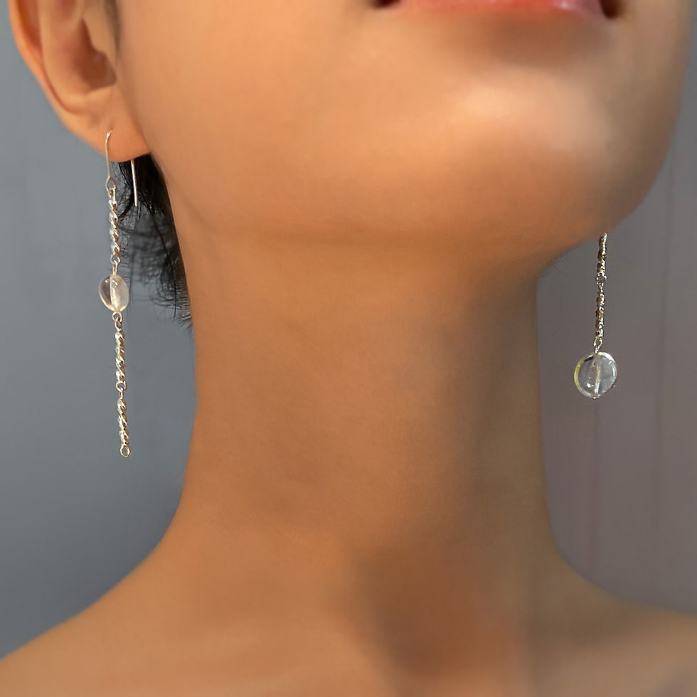 Thumbnail: MADRID rock crystal silver asymmetrical earrings