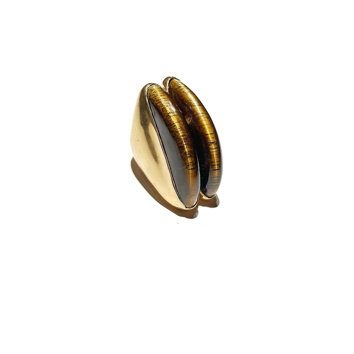 AVA double tiger's eye brass statement ring