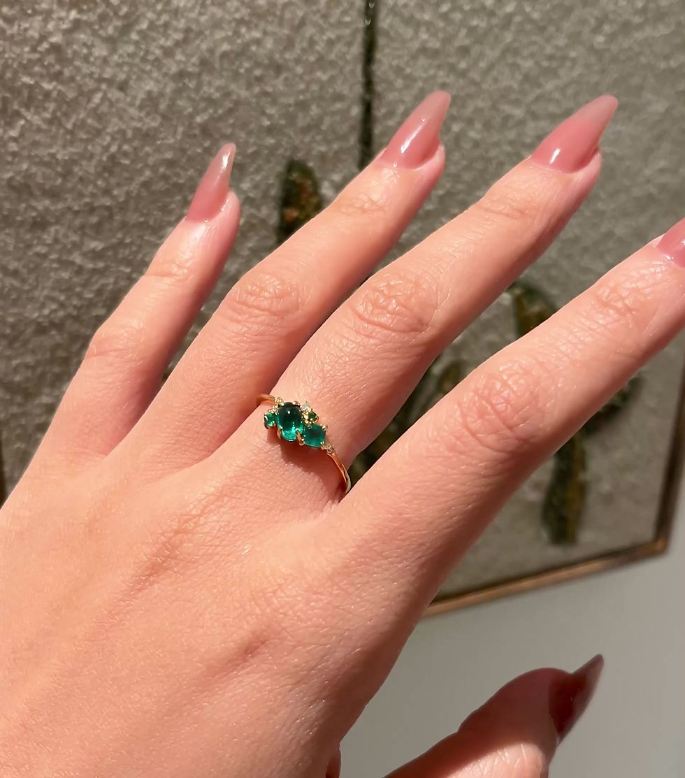 Thumbnail: CHIARA emerald & diamond - 14K gold ring