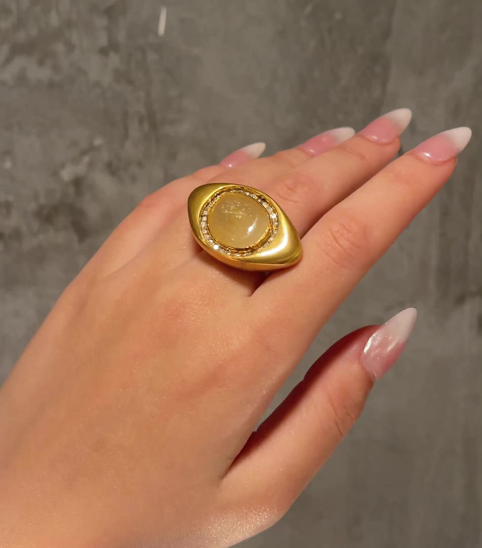 Thumbnail: EVIL EYE water bearing agate & diamond - 10K gold ring