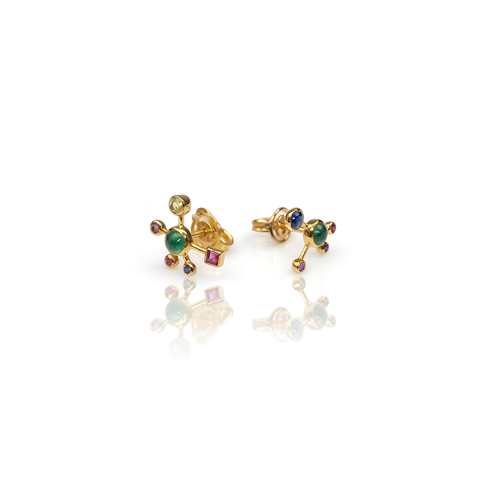 Thumbnail: HAPPY MOLY multistone 9K gold earstuds