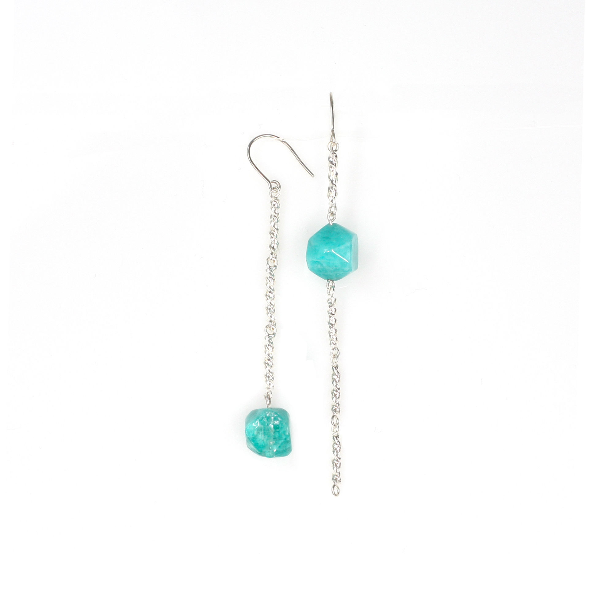 MADRID amazonite silver asymmetrical earrings